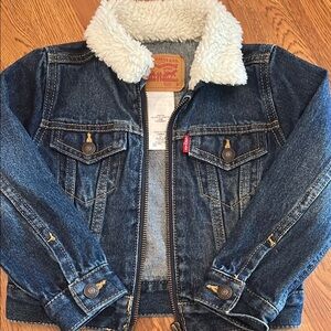 Levi's Blue and White Jean Jacket with Sherpa Collar